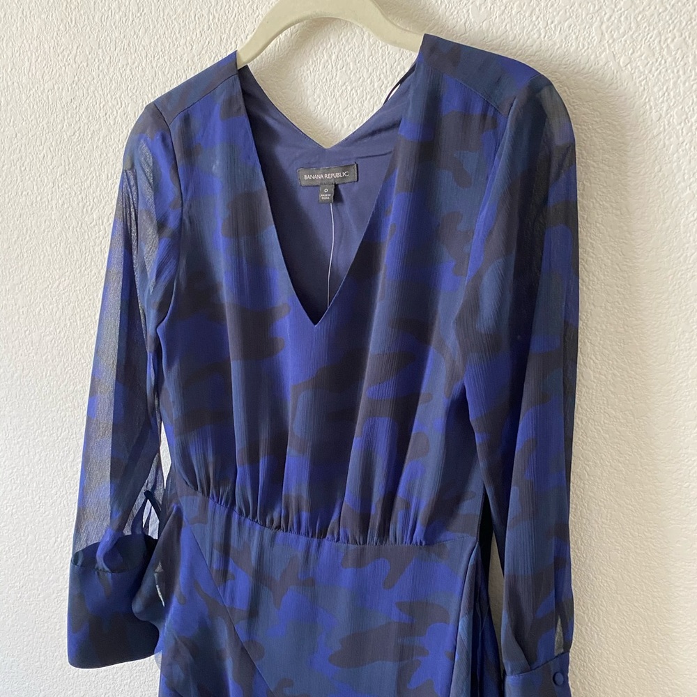 Banana Republic mini / maxi dress navy ruffle 0 - Picture 5 of 6